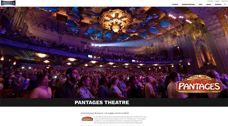Pantages theater Hollywood website