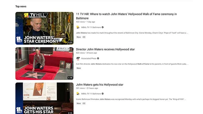 John Waters honored on Hollywood Walk of Fame tour