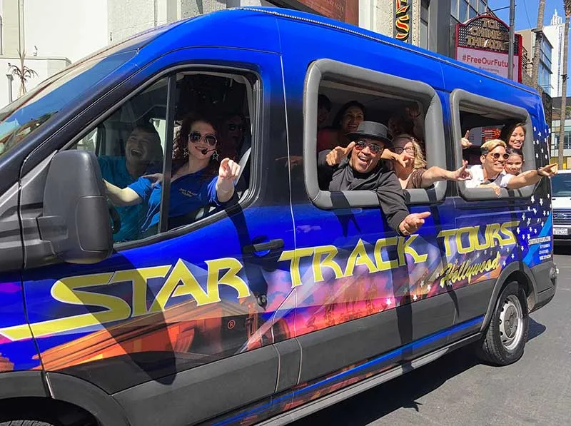 Star Track Tours bus filled with visitors